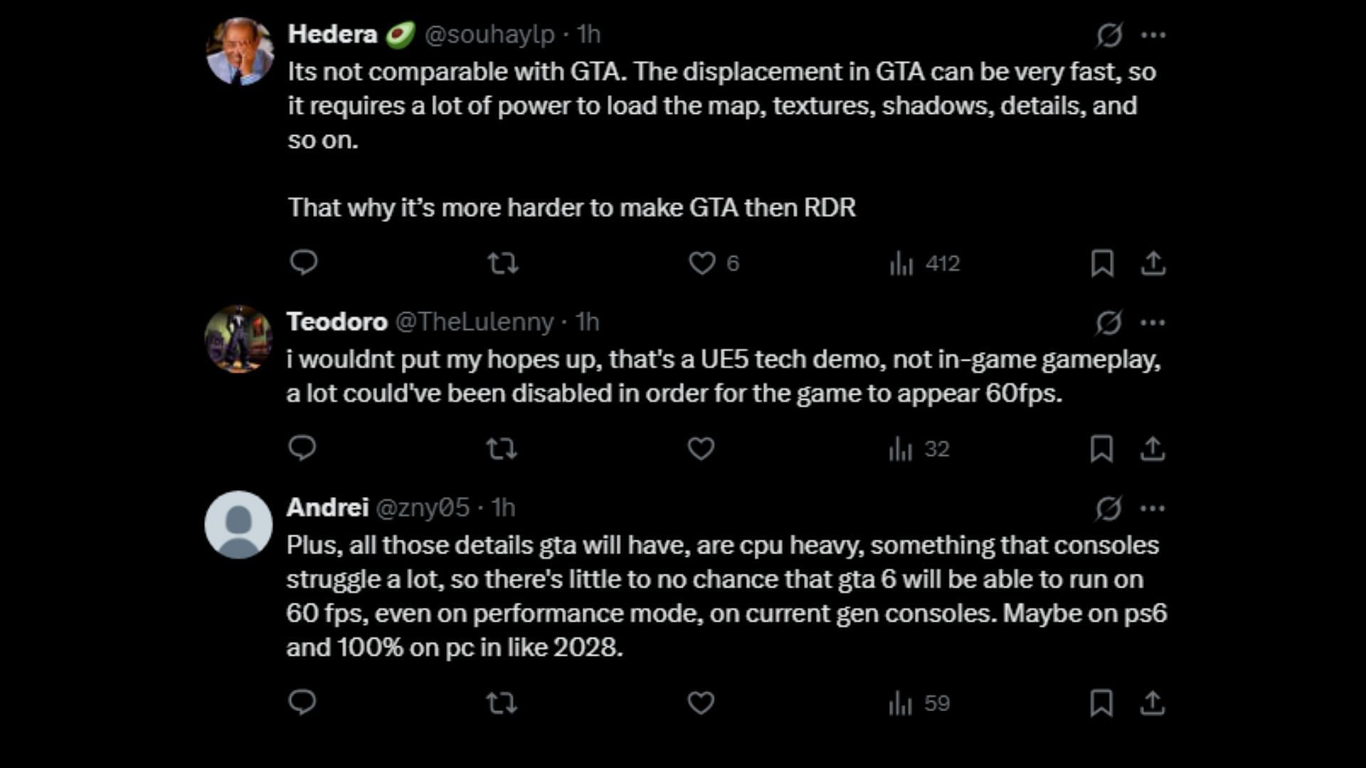 Fans speculate about Grand Theft Auto 6's performance on PS5 after Witcher 4 tech demo 3/3 (Images via X)